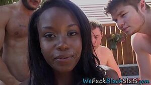 Ebony bombshell gets bukkaked