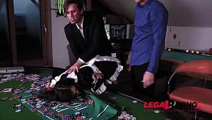 Subjugated Maid Henessy Strapped in Chains & DP'ed Pouch Deep On Poker Table GP095